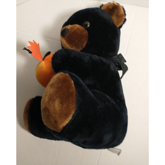 Vintage Chrisha Playful Plush Black bear with pumpkin 1988 With Tags - Picture 9 of 12